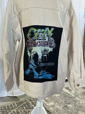 Ozzy Osbourne Beige Graphic Hoodie Jacket